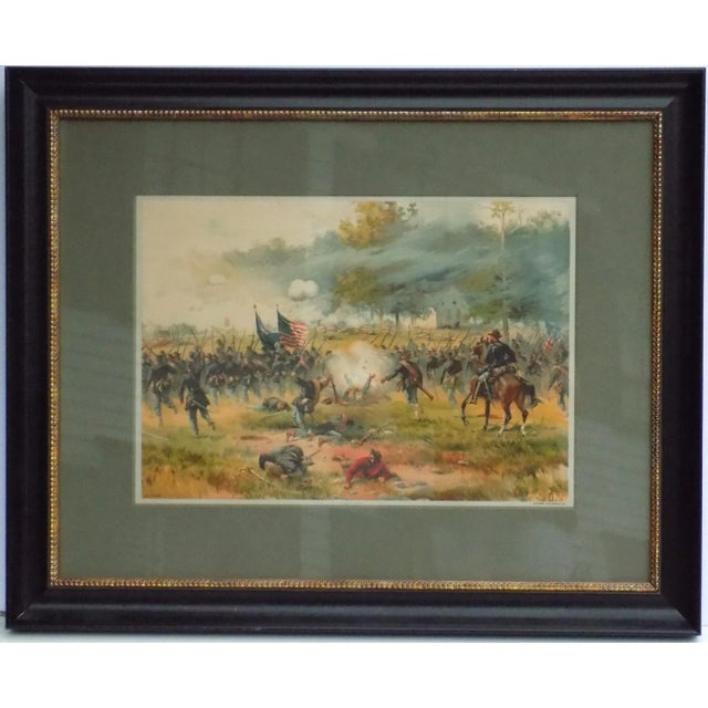 Striking 1887 original chromolithograph by Prang, 1887, depicting the Battle of Antietam. One of the most pivotal...
