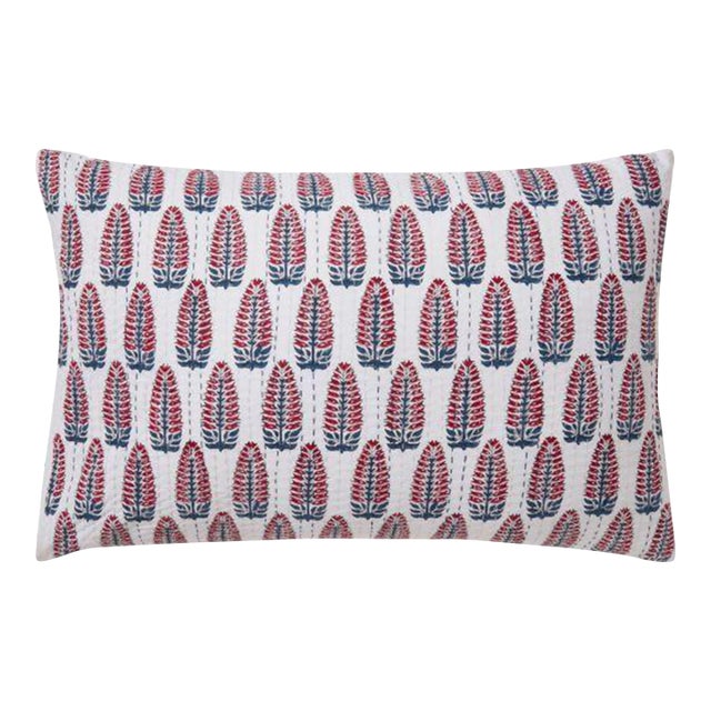 Sahara-Yasmin 30"x20" Red Hand-Stitched Reversible Pillow Case For Sale