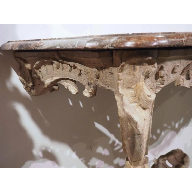 Rococo Circa 1750 Bleached Oak Rococo Console Table With Royal Flemish Red Marble Top For Sale - Image 3 of 13