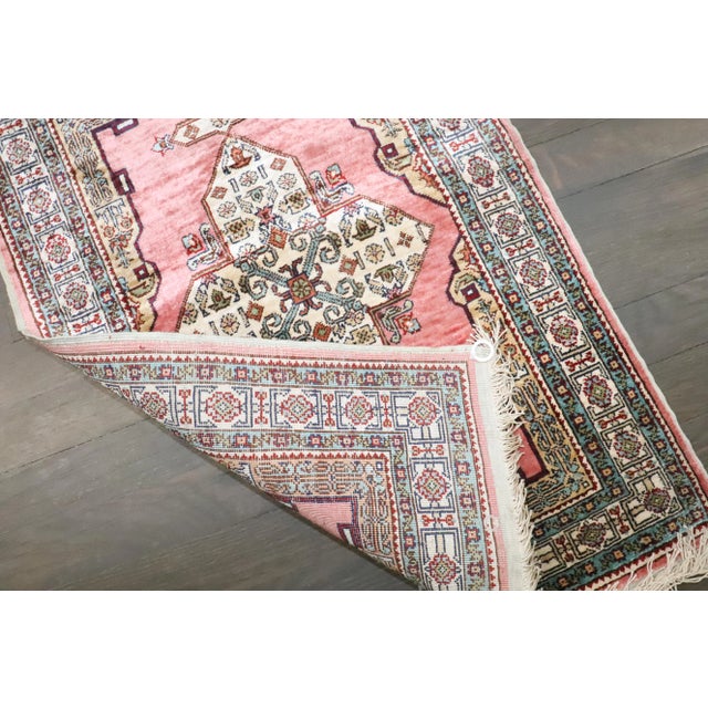 Silk Vintage Pink Turkish Rug - 1'8