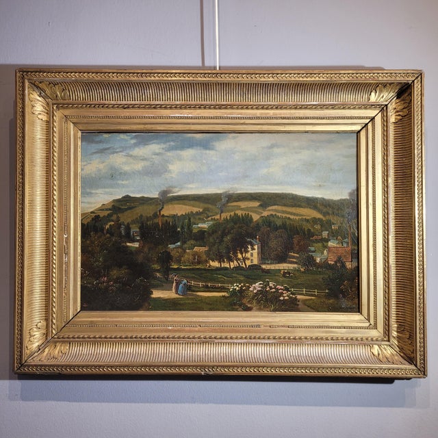 Narcisse Berchère, Landscape of Asnières-Sur-Seine, 1800s, Oil on Canvas, Framed For Sale - Image 4 of 18