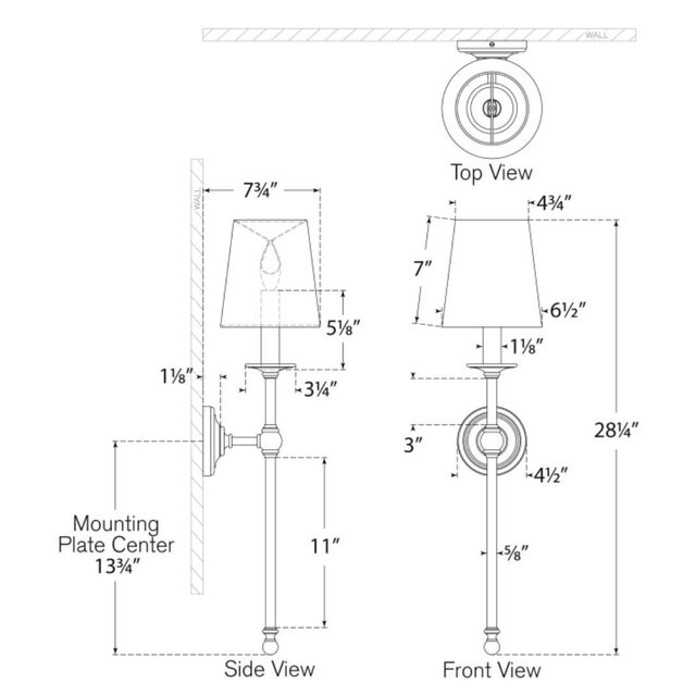 2020s Chapman & Myers for Visual Comfort Signature Classic 27" Tail Sconce in Bronze with Linen Shade For Sale - Image 5 of 7