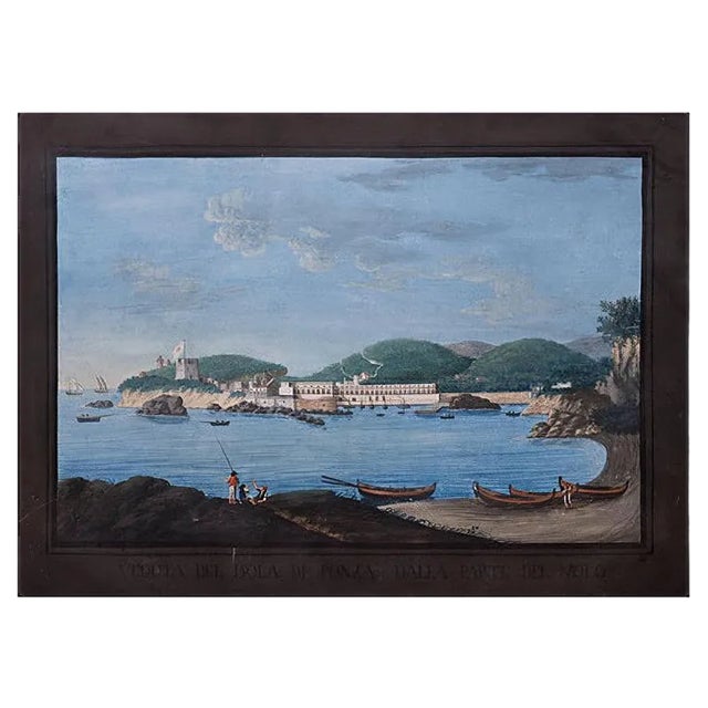 Ponza Island - Original Oil on Canvas - 18th century For Sale