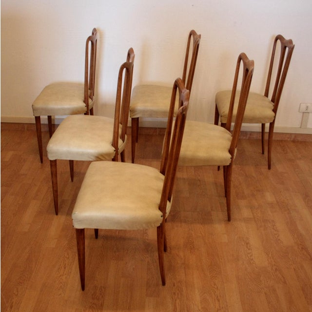 Mid-Century Modern Mid-Century Modern Italian Chairs in White Faux Leather, 1960s, Set of 6 For Sale - Image 3 of 16
