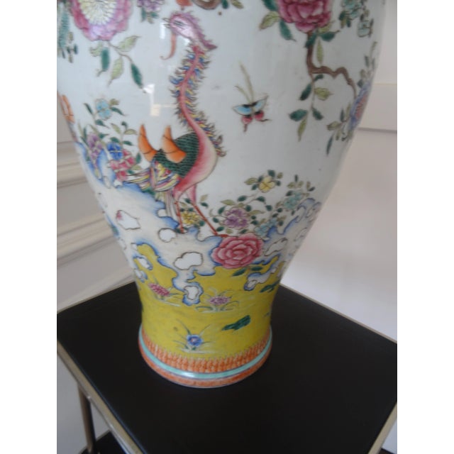 Chinese Massive 1920s Vintage Chinese Famille Rose Hand Painted Temple Jar For Sale - Image 3 of 7