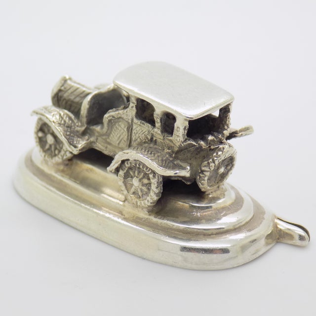 Vintage Italian Handmade Genuine Silver Car Shaped Table Place Holder, Made in Florence (Tuscany) For Sale - Image 6 of 11