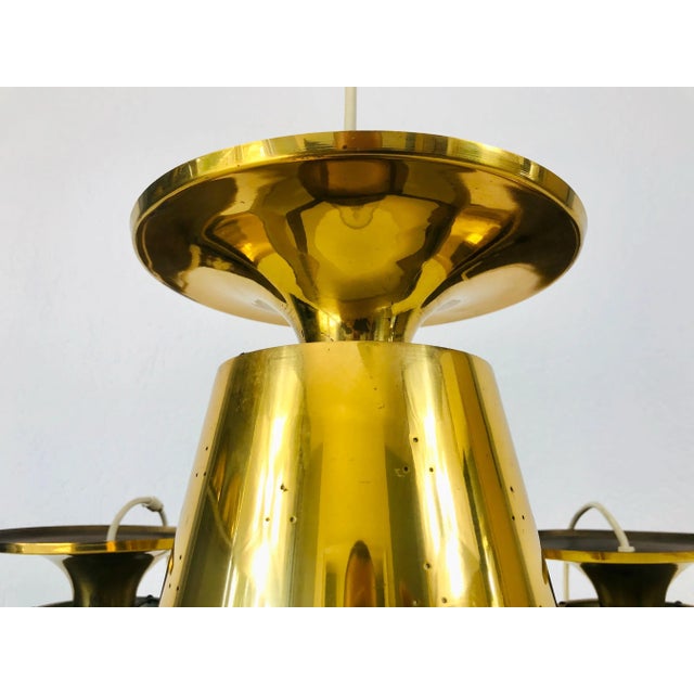 Polished Brass Pendant Lamps Attributed to Paavo Tynell, 1950s, Set of 3 For Sale - Image 9 of 17