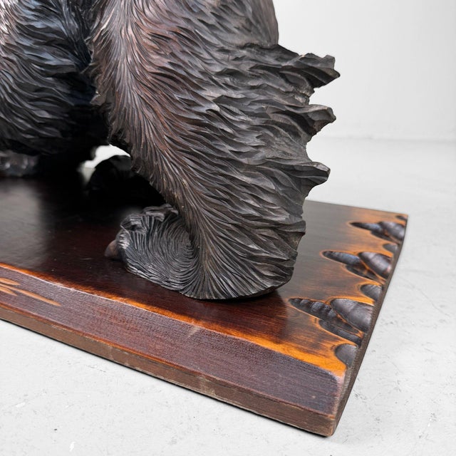 Black Ainu Wooden Bear Sculpture, 1950s For Sale - Image 8 of 17