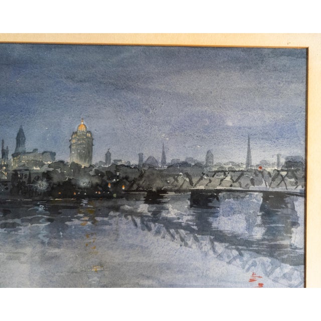Mid-Century Night Landscape of Fantasy Albany New York Skyline For Sale In New York - Image 6 of 12