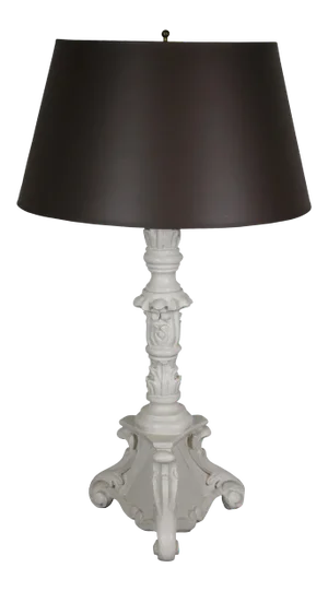 Barbara Cosgrove Vintage Baroque Altar Candlestick Table Lamp in White