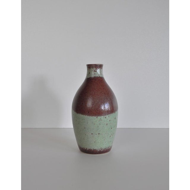 1930s Danish Vase in Oxblood Red & Green Glaze from Michael Andersen, 1930s For Sale - Image 5 of 11
