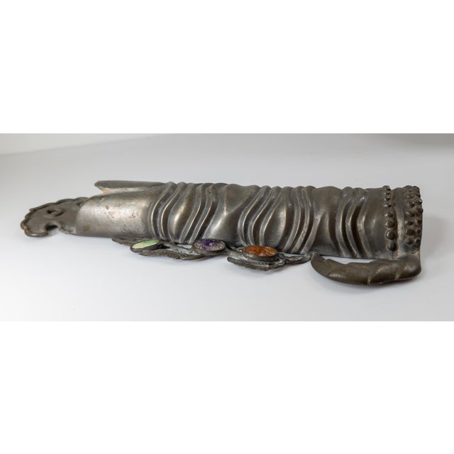 Gray 19th Century Chinese Pewter Bamboo Form Wall Pocket Vase For Sale - Image 8 of 12