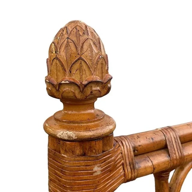 2000 - 2009 Bamboo King Bed with Rattan Post Headboard & Footboard For Sale - Image 5 of 9