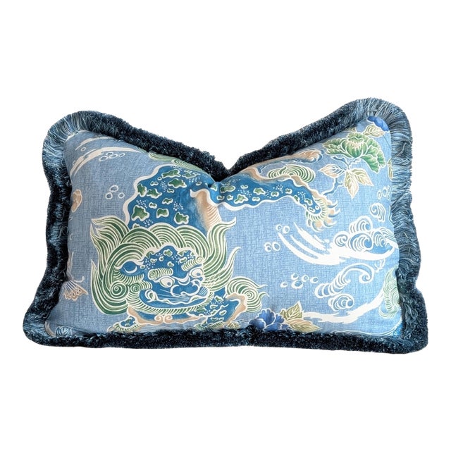 Brunschwig & Fils Shishi Dragon Lumbar Pillow With Brush Fringe - Single For Sale