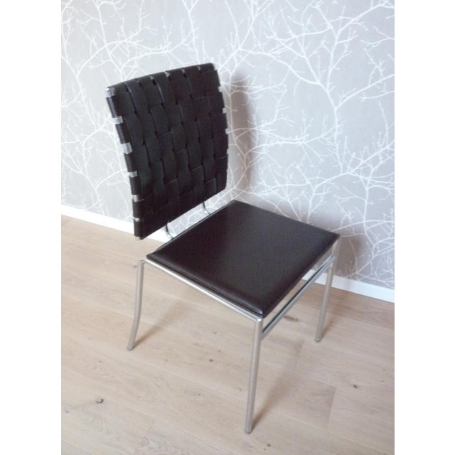 Leather and Chrome Dining Room Chairs, Set of 5 For Sale - Image 3 of 8