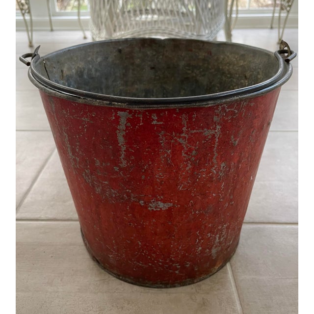 Vintage Mid-Century Red Painted Fire Bucket For Sale - Image 4 of 9