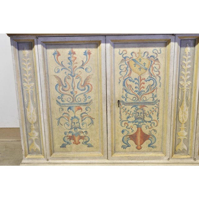 French Provincial Mid 20th Century Italian Provincial French Country Large Cupboard Cabinet Hutch by Trouvailles For Sale - Image 3 of 12