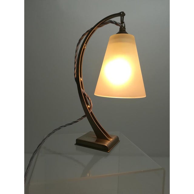 Delicate Viennese table lamp for women, simple design, brass nickel -plated in original condition. Cable renews according...
