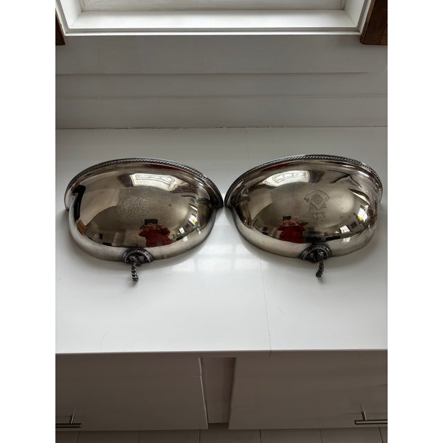 English Pair of Vintage Silver Cloche Wall Pockets For Sale - Image 3 of 7