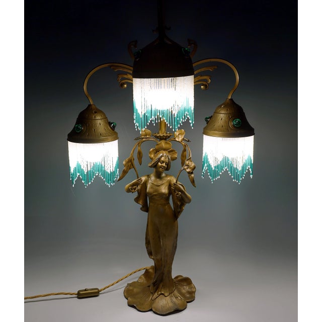 Art Nouveau Three-Lights Table Lamp, 1890s For Sale - Image 5 of 6