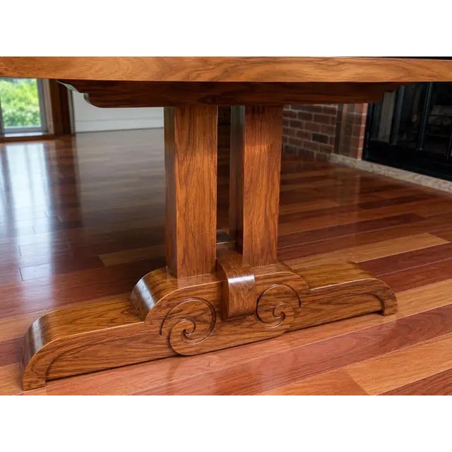 Monumental 10-Foot Arts & Crafts Sculptural Solid Walnut Trestle Dining Table For Sale - Image 10 of 10
