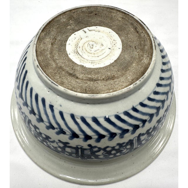 Large 11.5” 19th C. Chinese Blue & White Porcelain Censer Bowl For Sale - Image 4 of 11