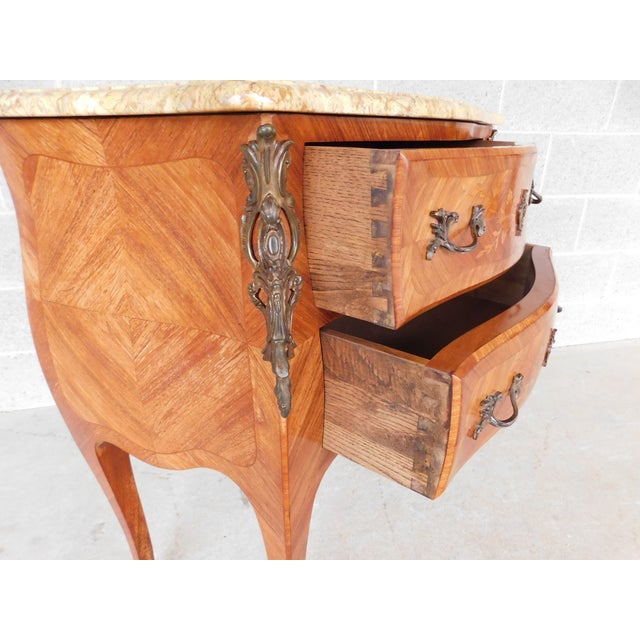 French Louis XV Style Marble Top Vintage 2 Drawer Commode 31.25"w For Sale - Image 12 of 17
