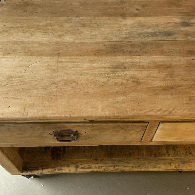 Vintage Industrial Beech and Sycamore Bakers Table For Sale - Image 9 of 15