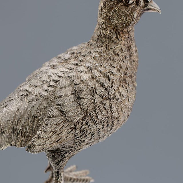Vintage English Silver Pheasant Salt and Pepper Shakers from Asprey, 1970, Set of 2 For Sale - Image 12 of 18
