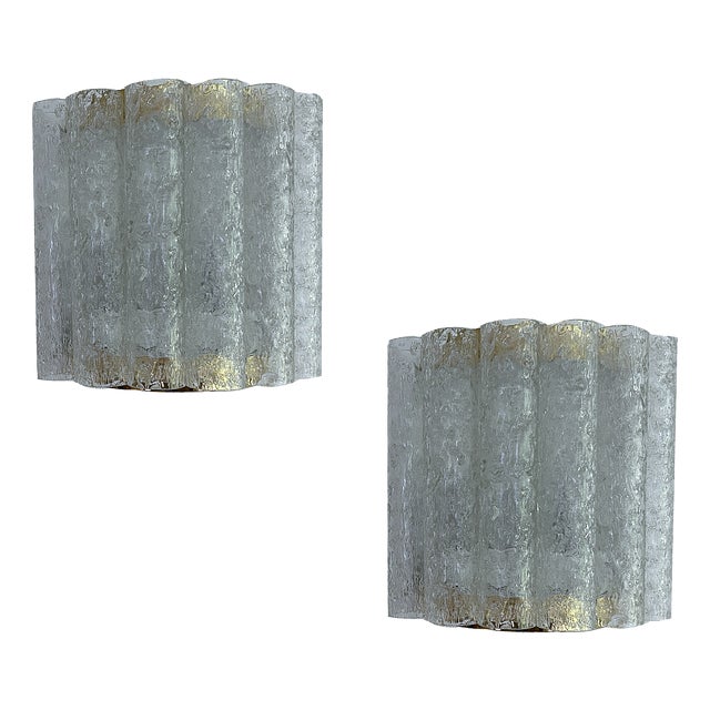 Vintage Murano Glass Wall Sconces from Doria Leuchten, 1970s, Set of 2 For Sale