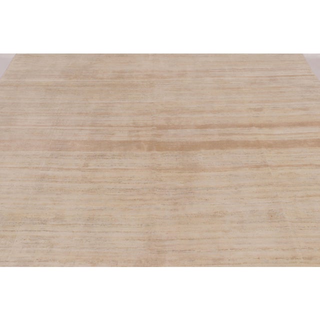 Rug & Kilim Rug & Kilim’s Modern Textural Rug in Soft Ivory and Cream Striae For Sale - Image 4 of 8