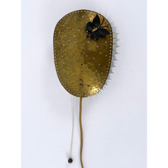 Metal Mid-Century Modern Perforated Brass Papillon Sconce, Sweden, 1960s For Sale - Image 7 of 18