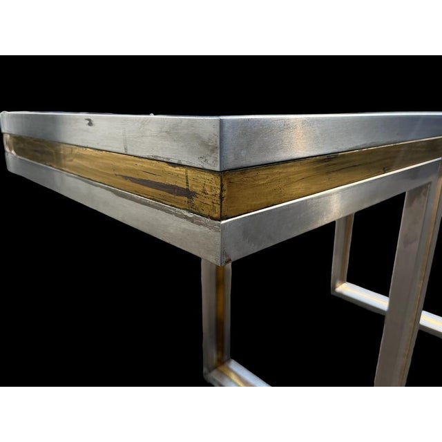 Italian Steel and Brass Console, 1970s For Sale - Image 11 of 14