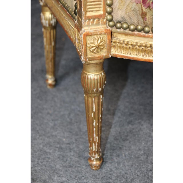 Pair 19th Century French Louis XVI Giltwood Aubusson Armchairs For Sale In Philadelphia - Image 6 of 14
