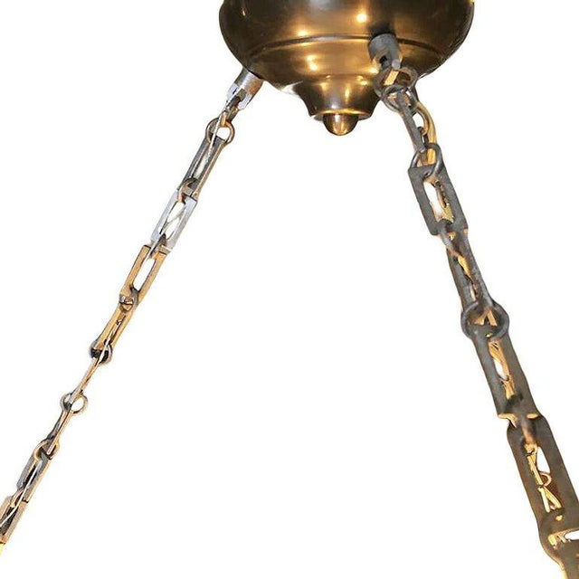1980s Bespoke Art Deco Style Novara Faux Alabaster Saucer Chandelier For Sale - Image 4 of 9
