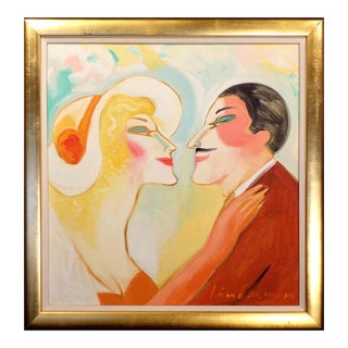 1980s Earl Linderman "Will You Be Mine?" Original Oil Painting on Canvas, Framed For Sale