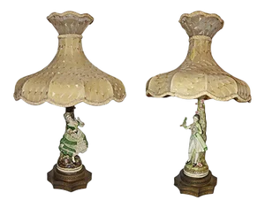 Vintage Porcelain Lamps Capodimonte Figurative - A Pair