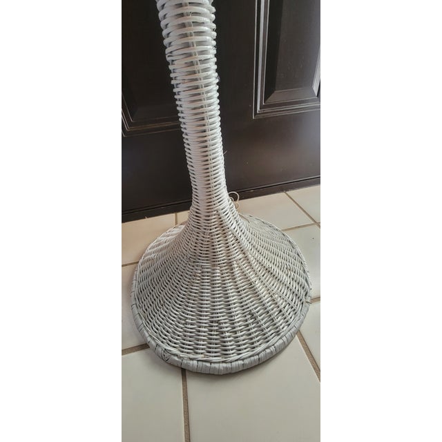 1970s 1970's Boho Chic White Wicker Floor Lamp For Sale - Image 5 of 18