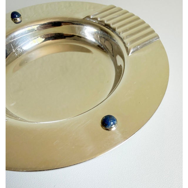 Cartier Silver-Plated Ashtray With Lapis Lazuli Cabochon Accents For Sale In Sacramento - Image 6 of 11