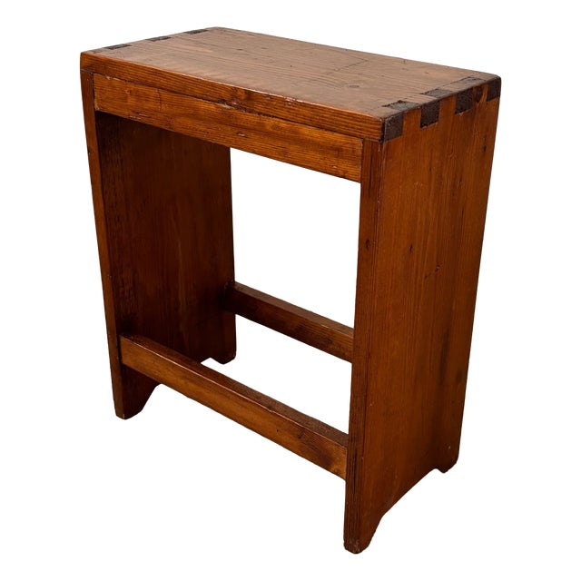 Brutalist Chalet Bench or Factory Stool in Pine, France, 1950s For Sale