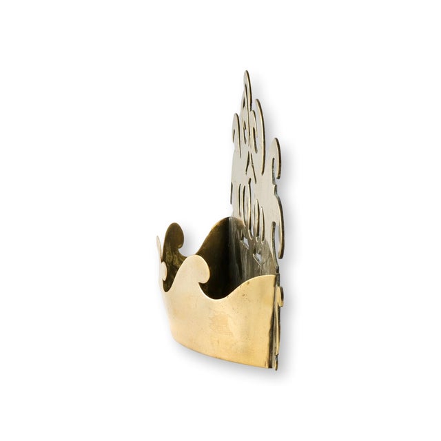 English Antique English Brass Crown Wall Pocket For Sale - Image 3 of 6
