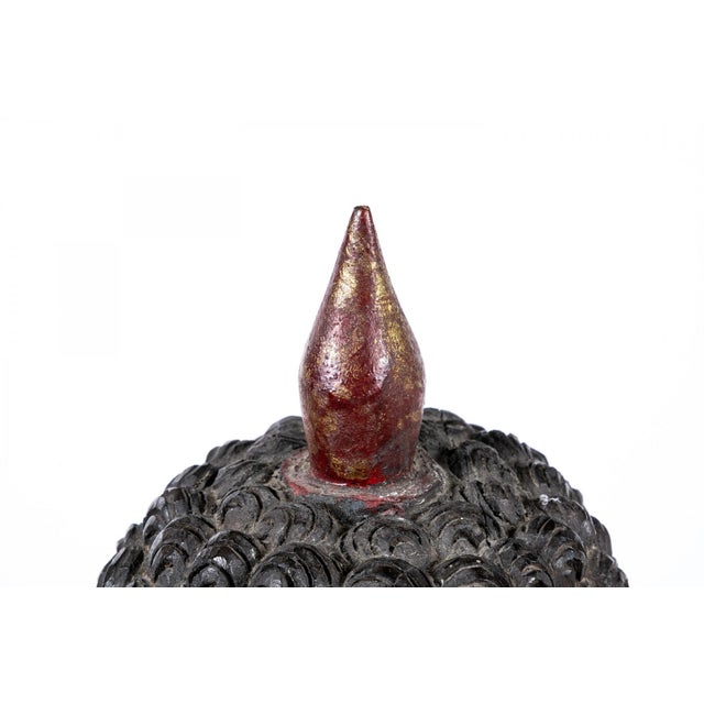 Antique Painted and Gilt Carved Seated Buddha Sculpture For Sale In New York - Image 6 of 10