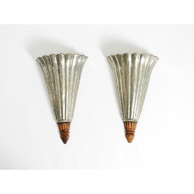 Long Wall Lamps in Wood-Covered Aluminum, 1950s, Set of 2 For Sale - Image 10 of 10