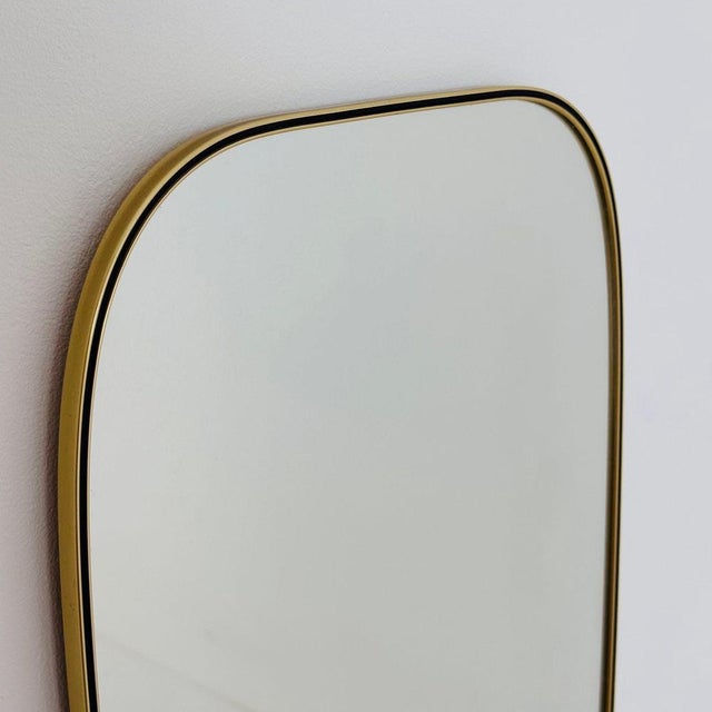 Mid-Century German Asymmetric Brass Wall Mirror, 1960s For Sale - Image 4 of 11