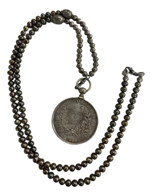 Late 19th Century Cultured Pearl and Medal Necklace