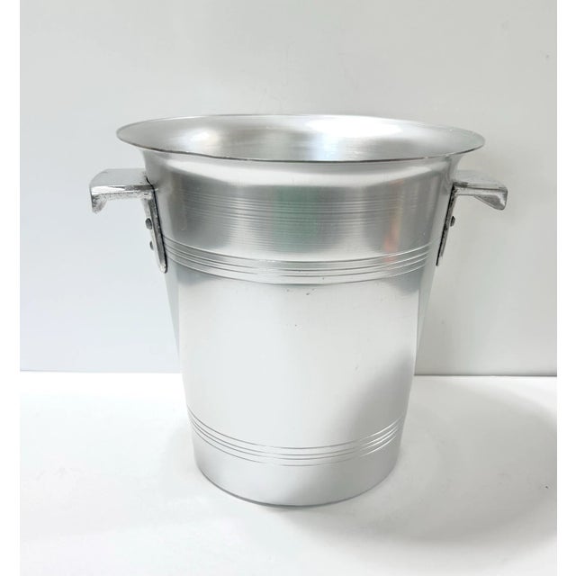 French Vintage French Aluminum Champagne Bucket - Mid-Century Ice Bucket With Side Handles For Sale - Image 3 of 7