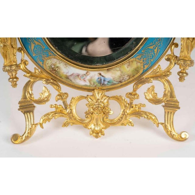 Napoleon III Table Mirror in Gilt Bronze and Sèvres Enamelled Porcelain For Sale - Image 5 of 8
