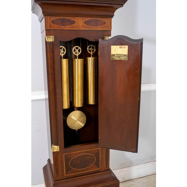 Sligh Thomas Harland Inlaid Mahogany Grandfather Clock For Sale - Image 11 of 18