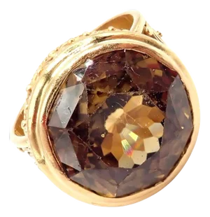 Carolyn Tyler Yellow Gold Seven Seas Large Citrine Ring, Size 4