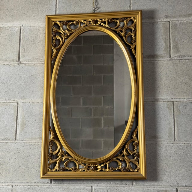 Oval Carved Gilded Wood Mirror, 1900s For Sale - Image 11 of 11
